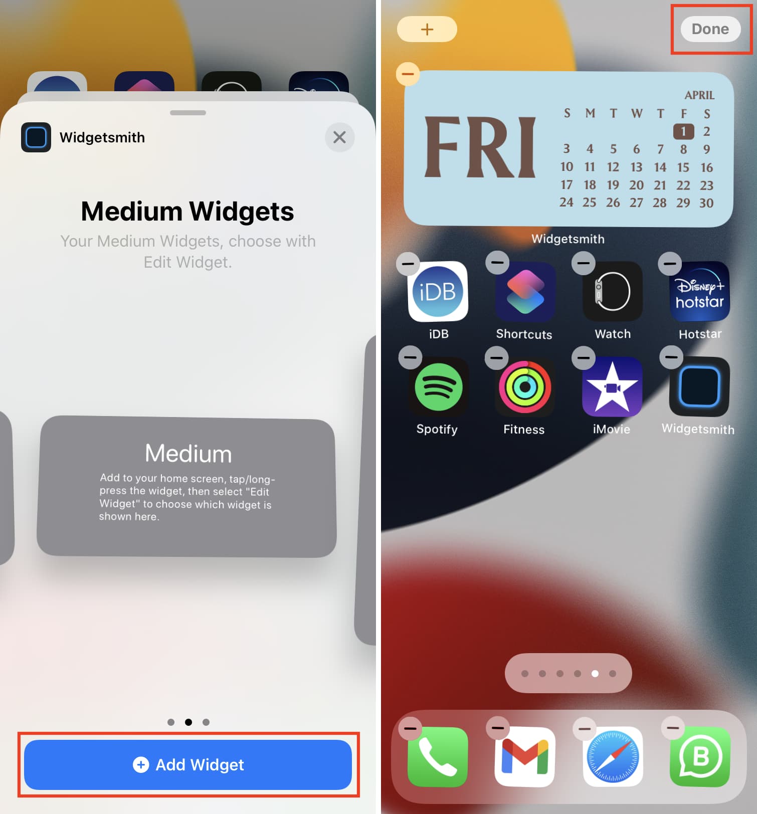 Aggiungi Widgetsmith Widget sulla schermata iniziale di iPhone