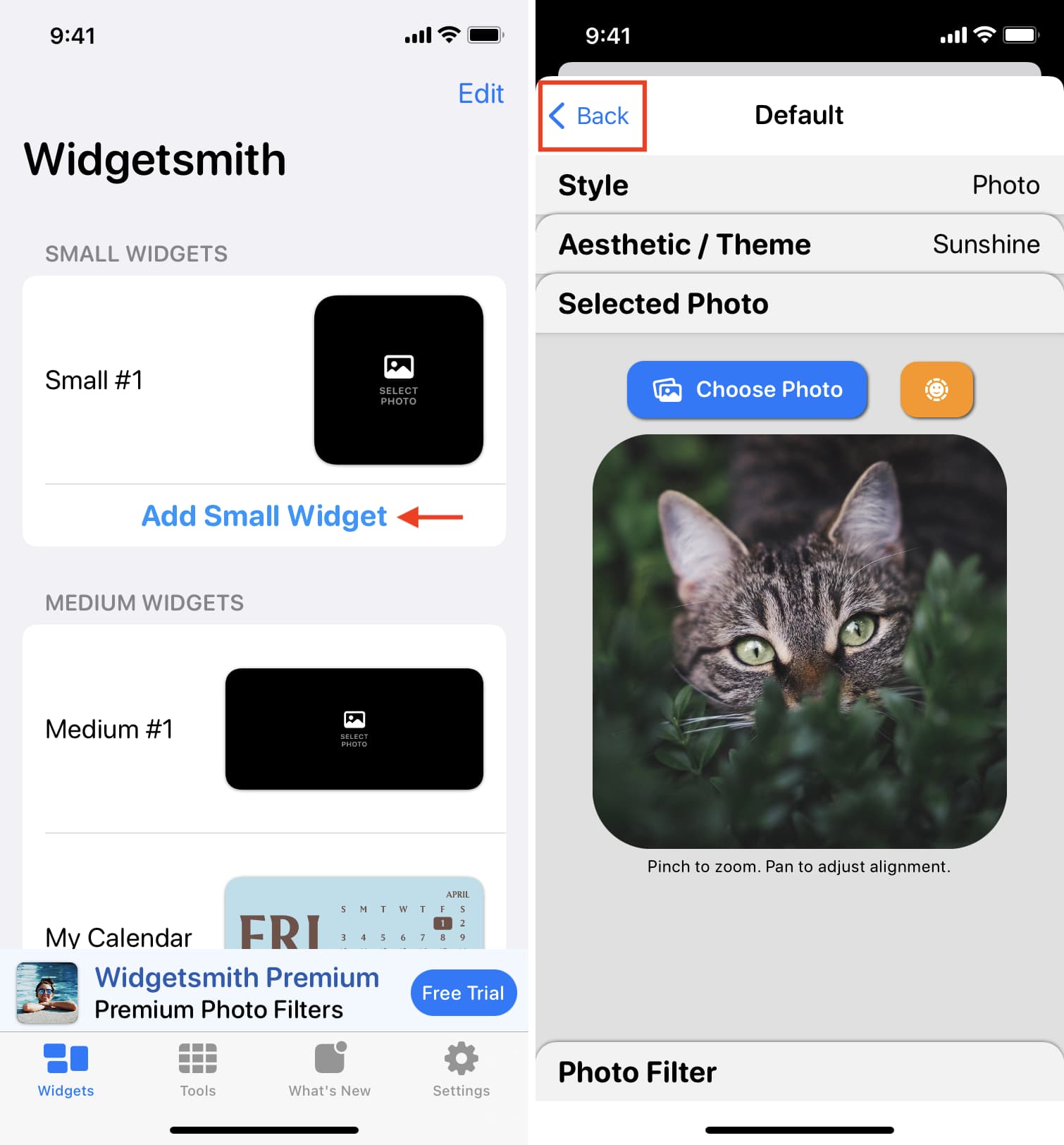 Aggiungi widget in Widgetsmith
