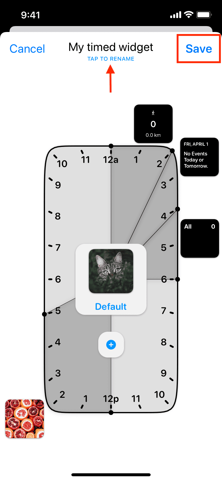 Salva widget a tempo in Widgetsmith