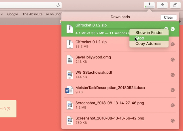 Metti in pausa il download di Safari su Mac