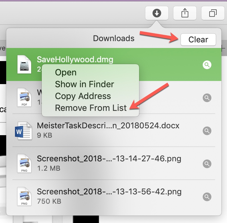 Cancella e rimuovi dall'elenco Safari su Mac