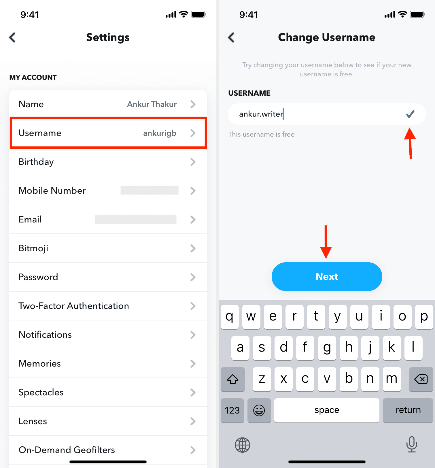 Cambia il tuo nome utente su Snapchat dalle impostazioni dell'app
