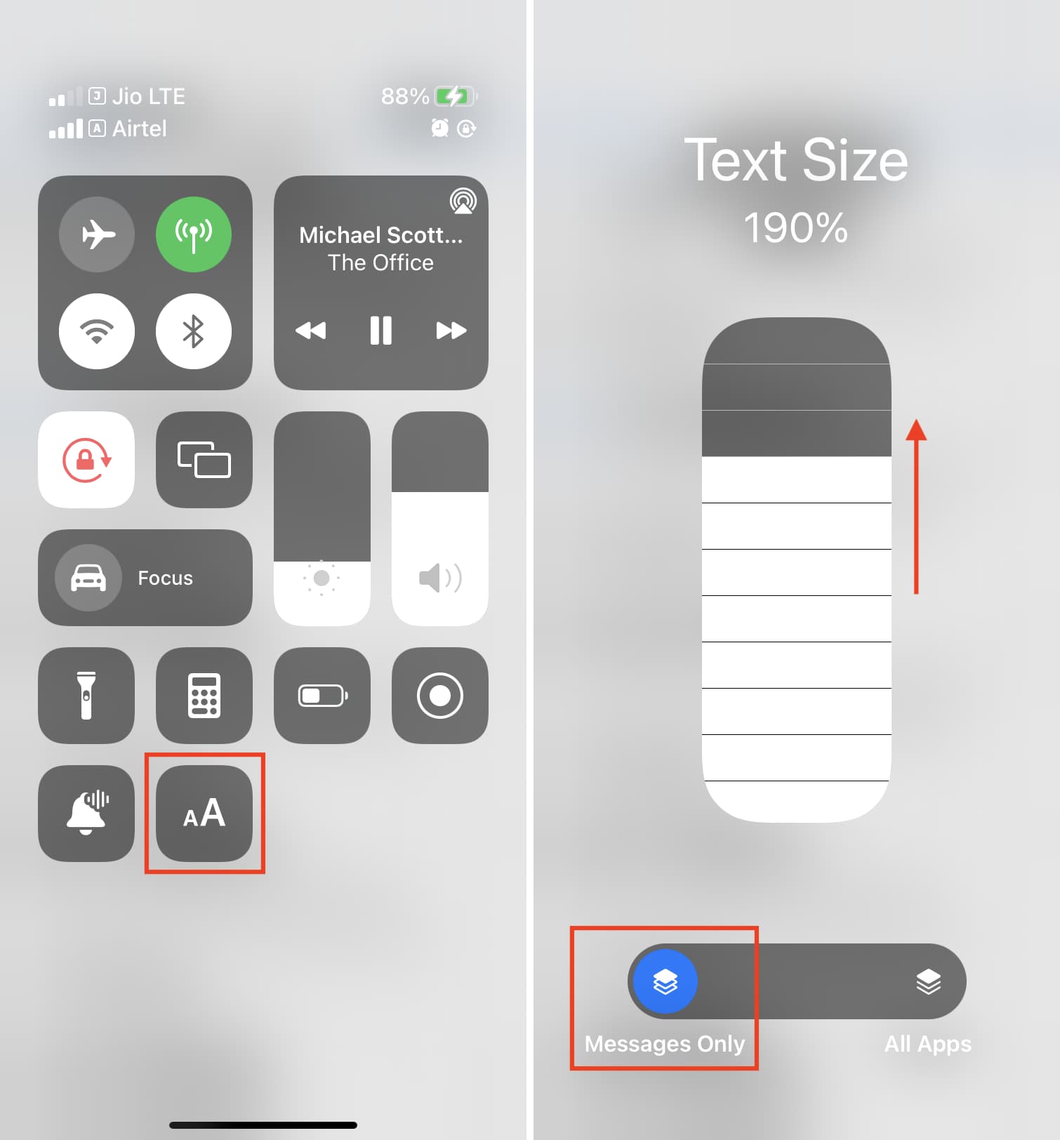 Aumenta la dimensione del testo dell'app Messaggi su iPhone