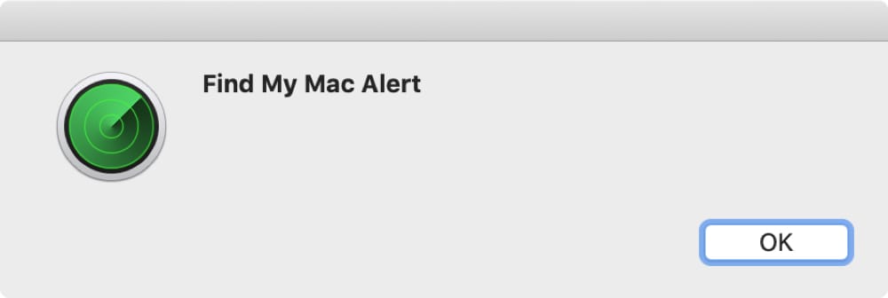 Avviso Trova il mio Mac