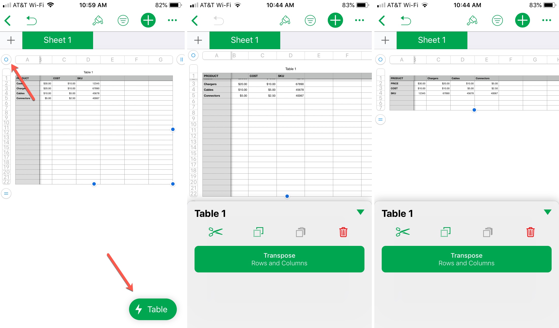 Trasponi in numeri su iPhone