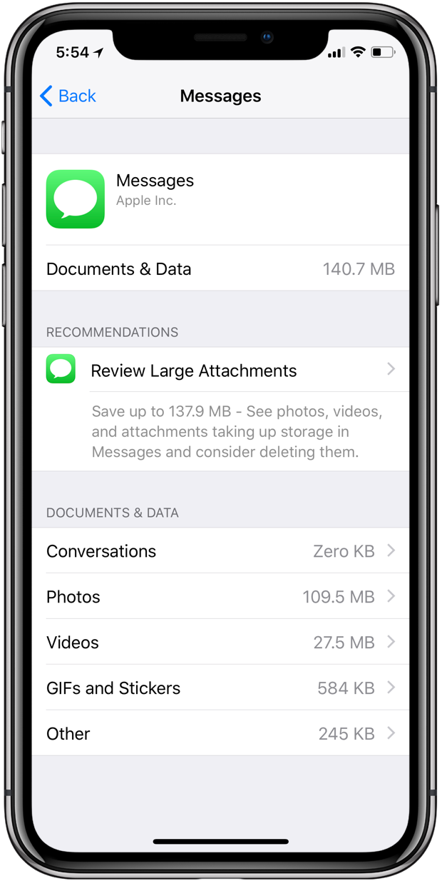 Apple Messaggi iCloud sincronizza il consumo di spazio di archiviazione