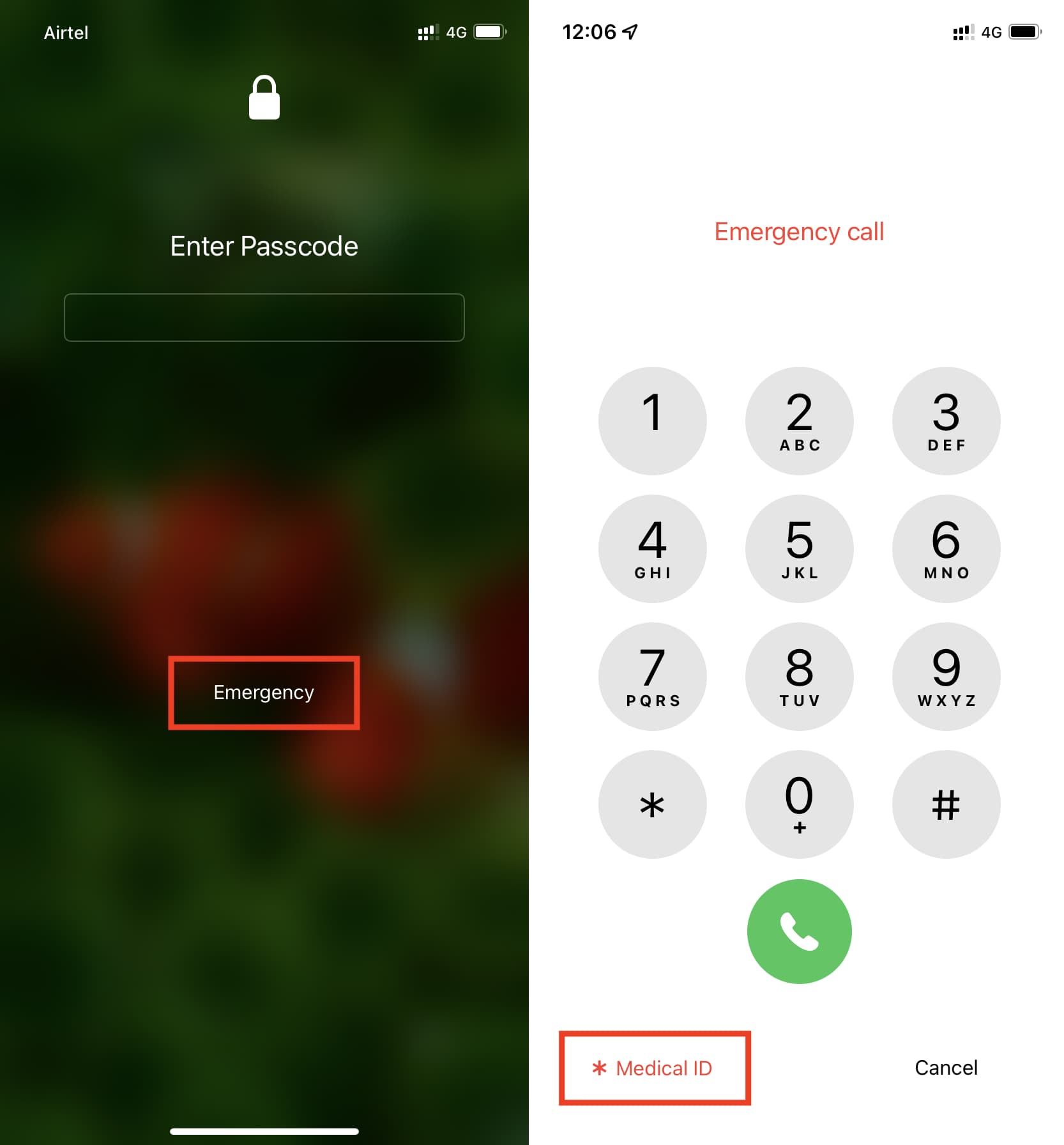 Accedi all'ID medico dalla schermata di blocco dell'iPhone