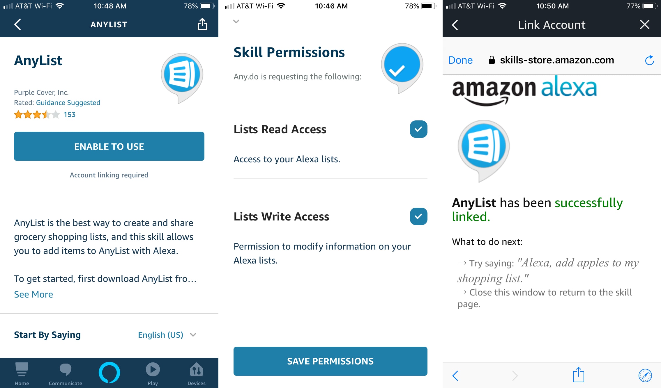 Abilita AnyList Skill Alexa iPhone