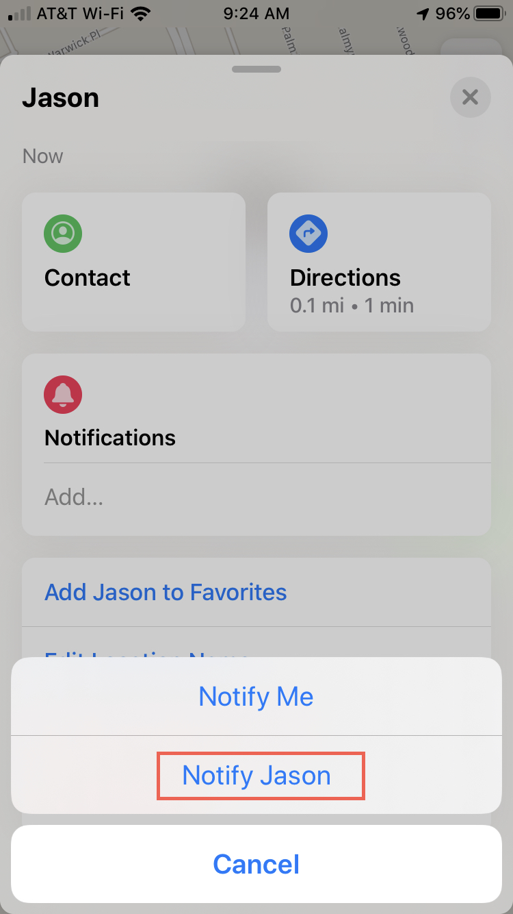 Invia una notifica al contatto in Dov'è su iPhone