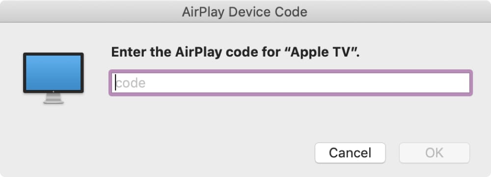 Inserisci il codice AirPlay per Apple TV