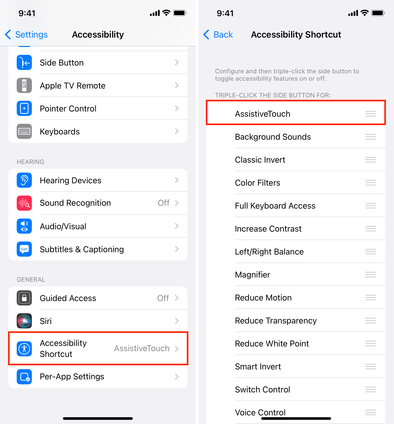 Scorciatoia di accessibilità su iPhone