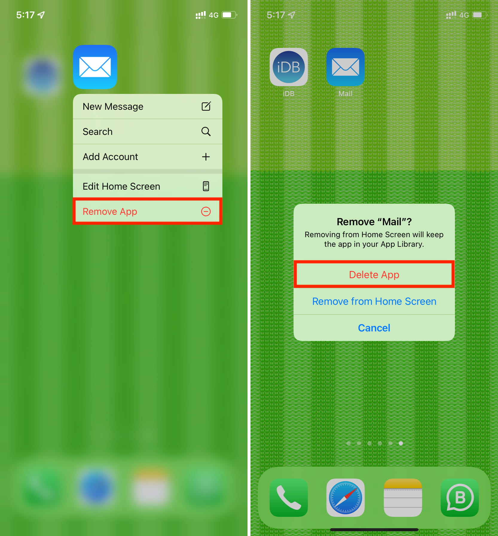 Elimina l'app Mail integrata su iPhone
