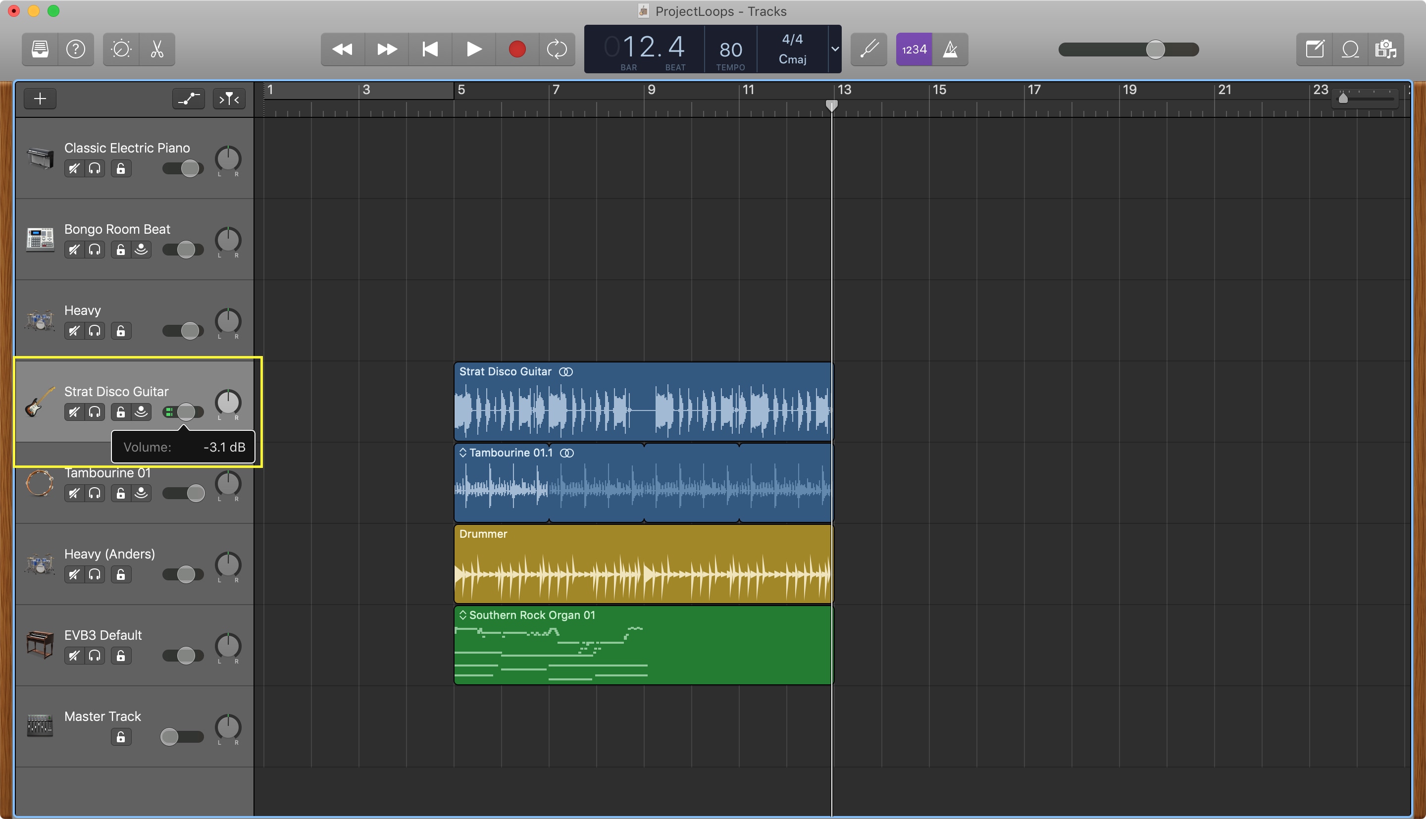 GarageBand Regola il volume della traccia Mac