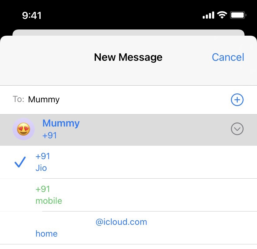Contatto con due numeri di telefono uno su iMessage uno su SMS