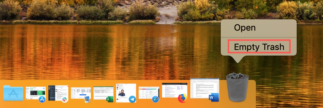 Svuota il cestino del Mac Dock