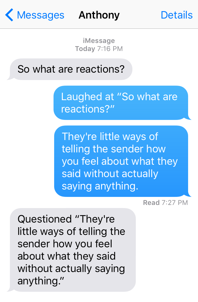 Reazioni in iMessage su iOS 9