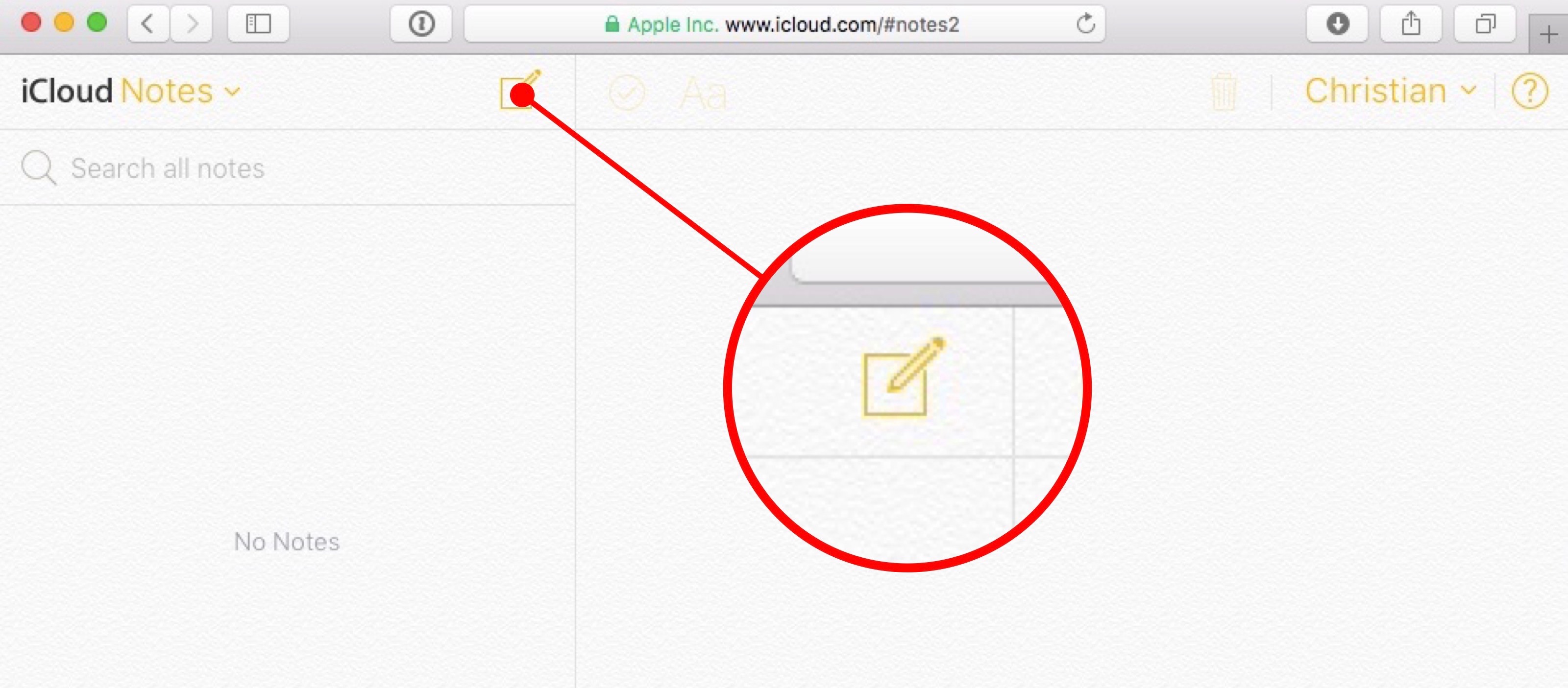 Schermata web di iCloud Notes 003