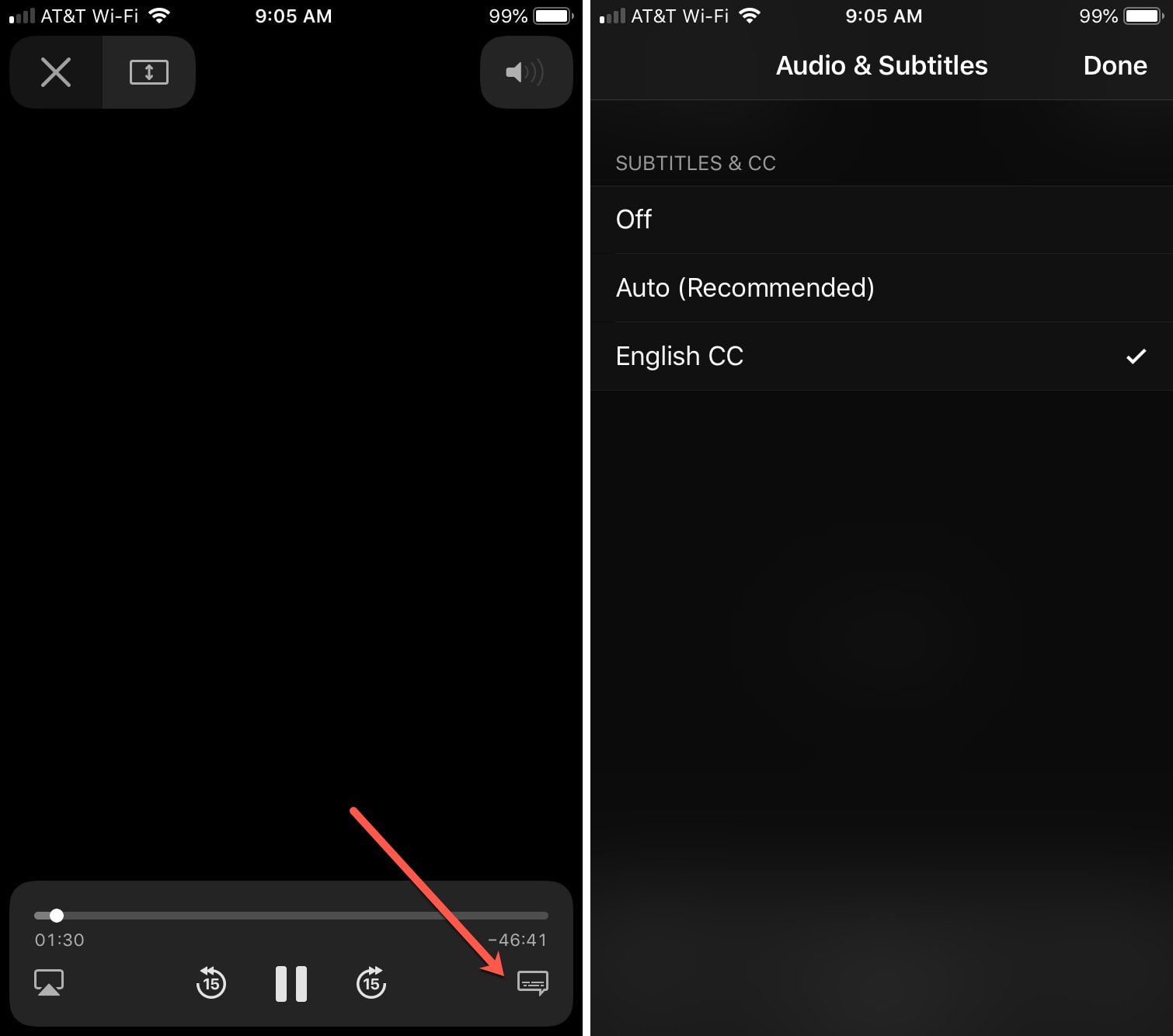Abilita i sottotitoli su iPhone Show