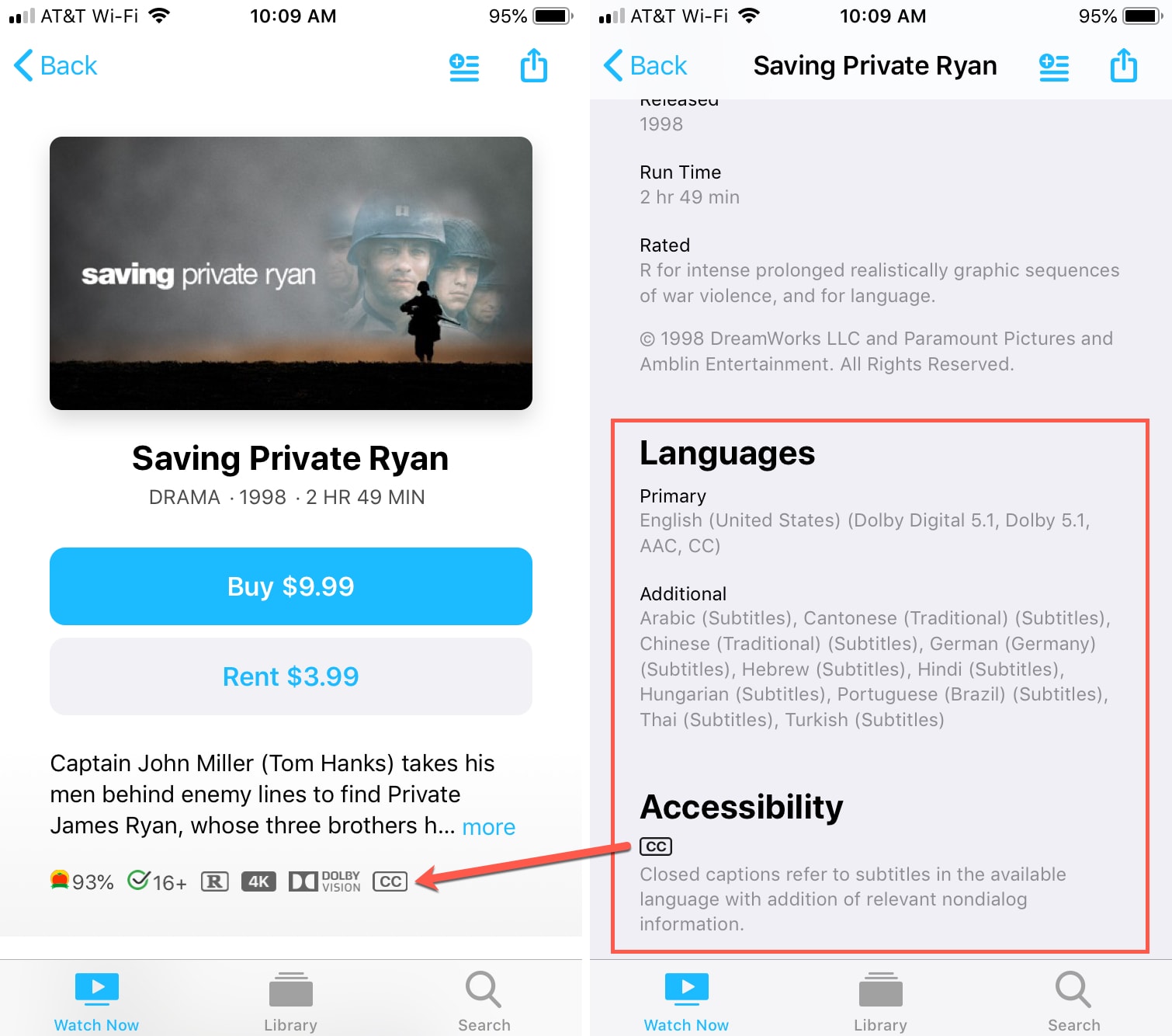 Didascalia e lingue Film iPhone