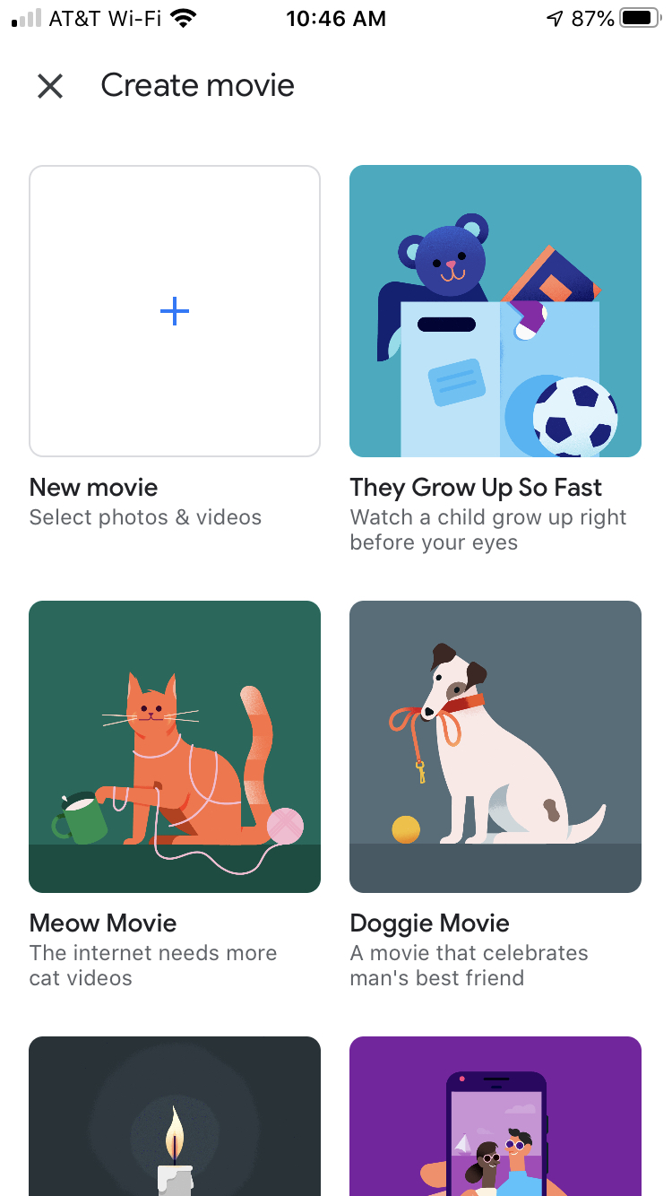Google Foto Crea film iPhone