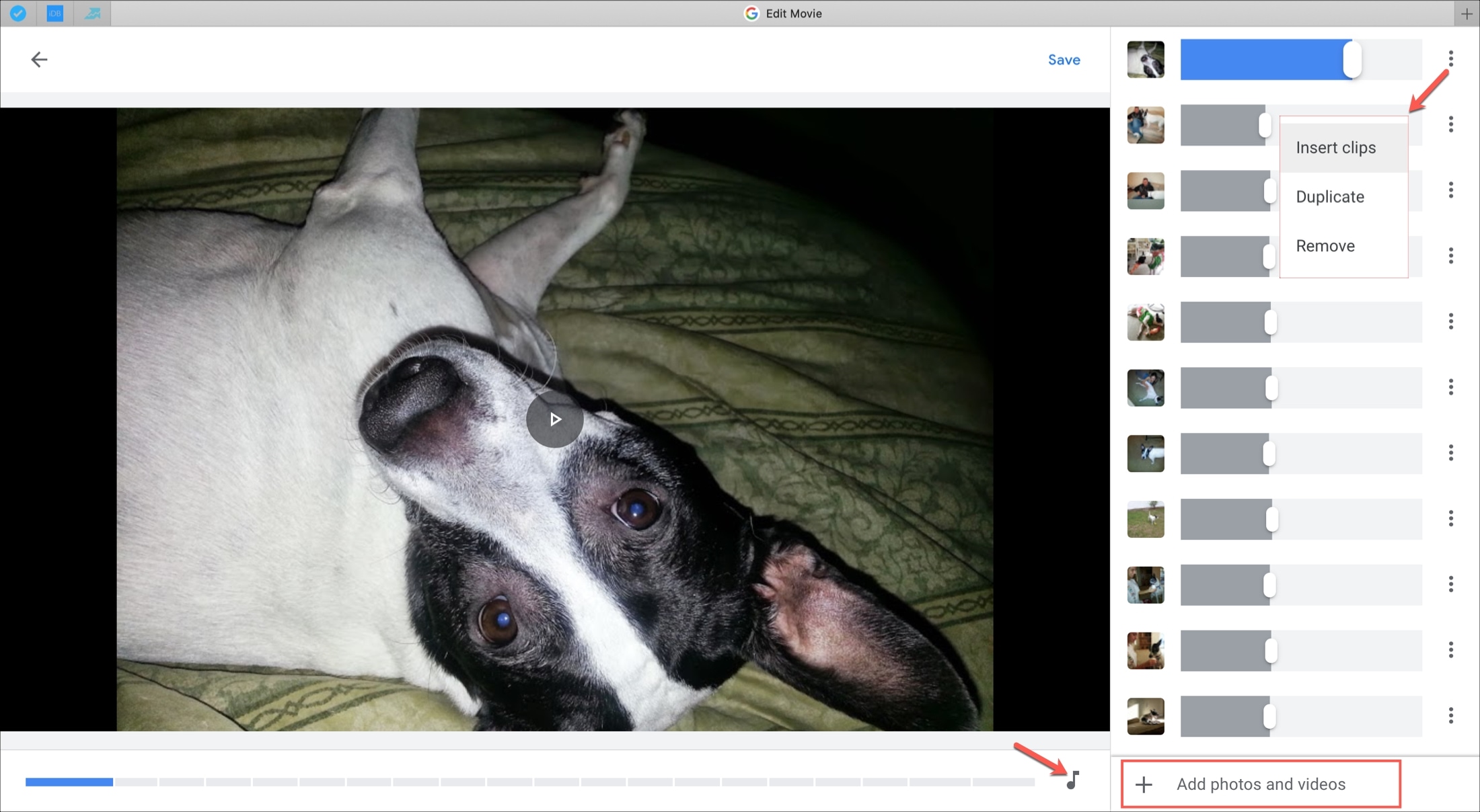 Google Foto Modifica film online
