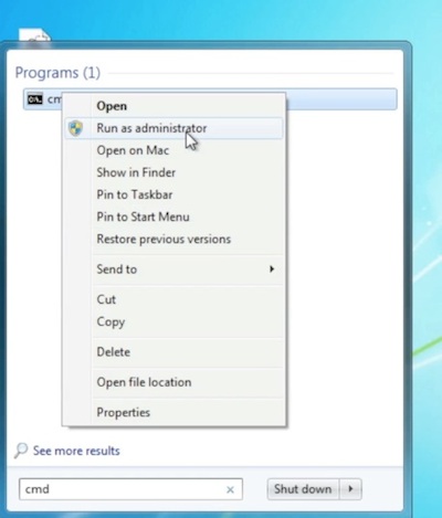 Run CMD as administrator