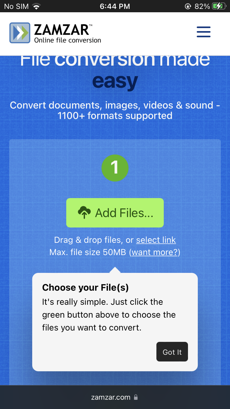 Convertitore di file Zamzar