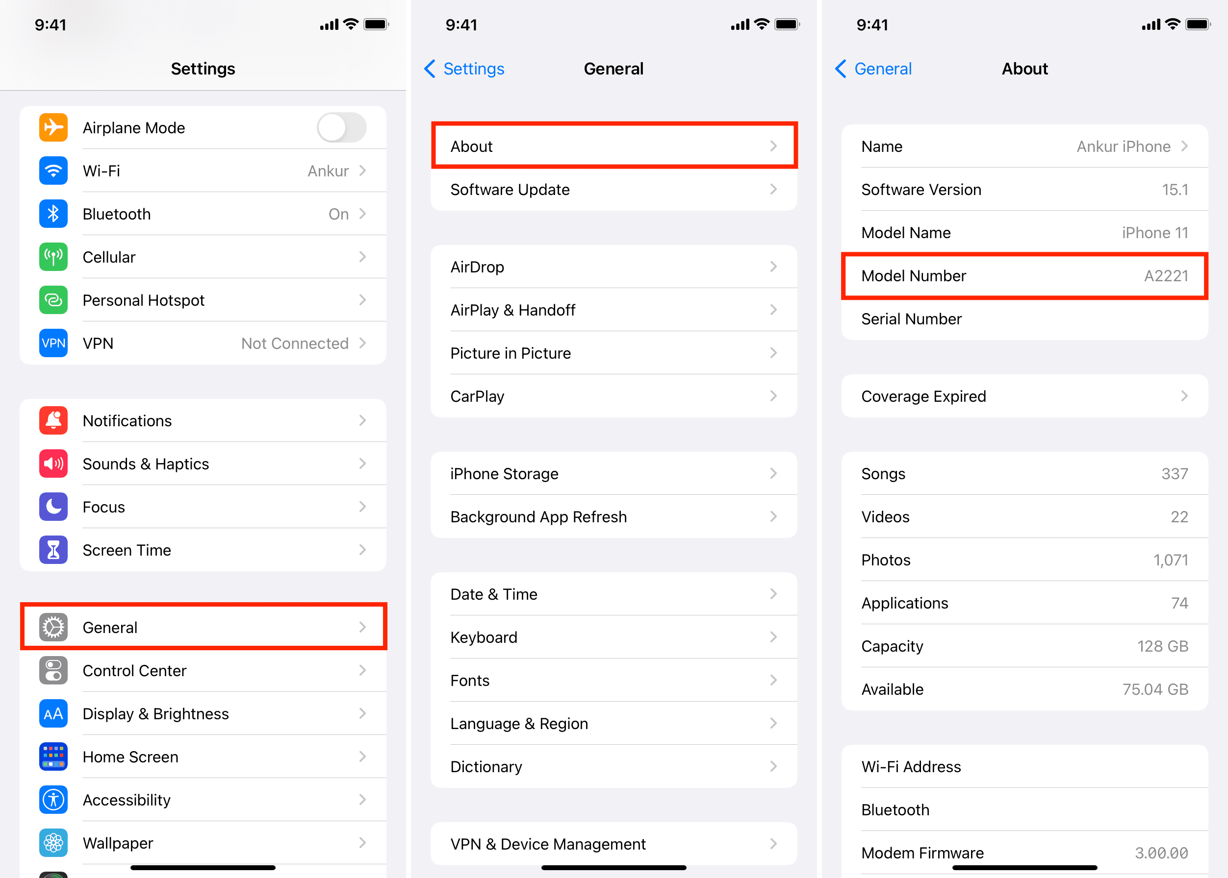 Come vedere il numero di modello di iPhone nell'app Impostazioni