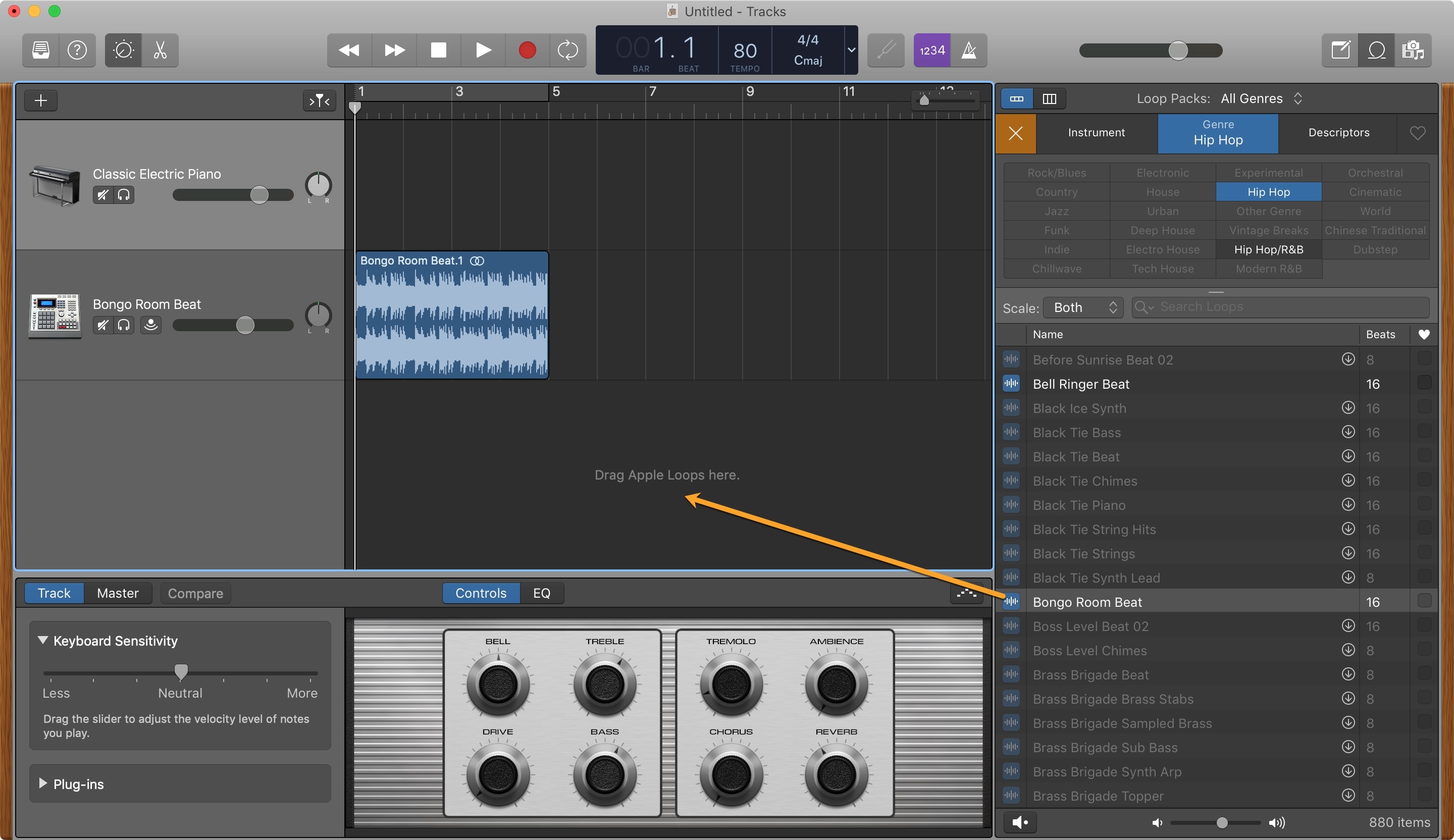 GarageBand Aggiungi Apple Loops Mac