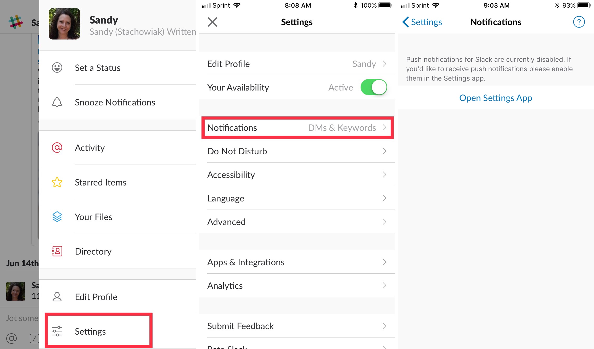 Notifiche Slack nelle Impostazioni