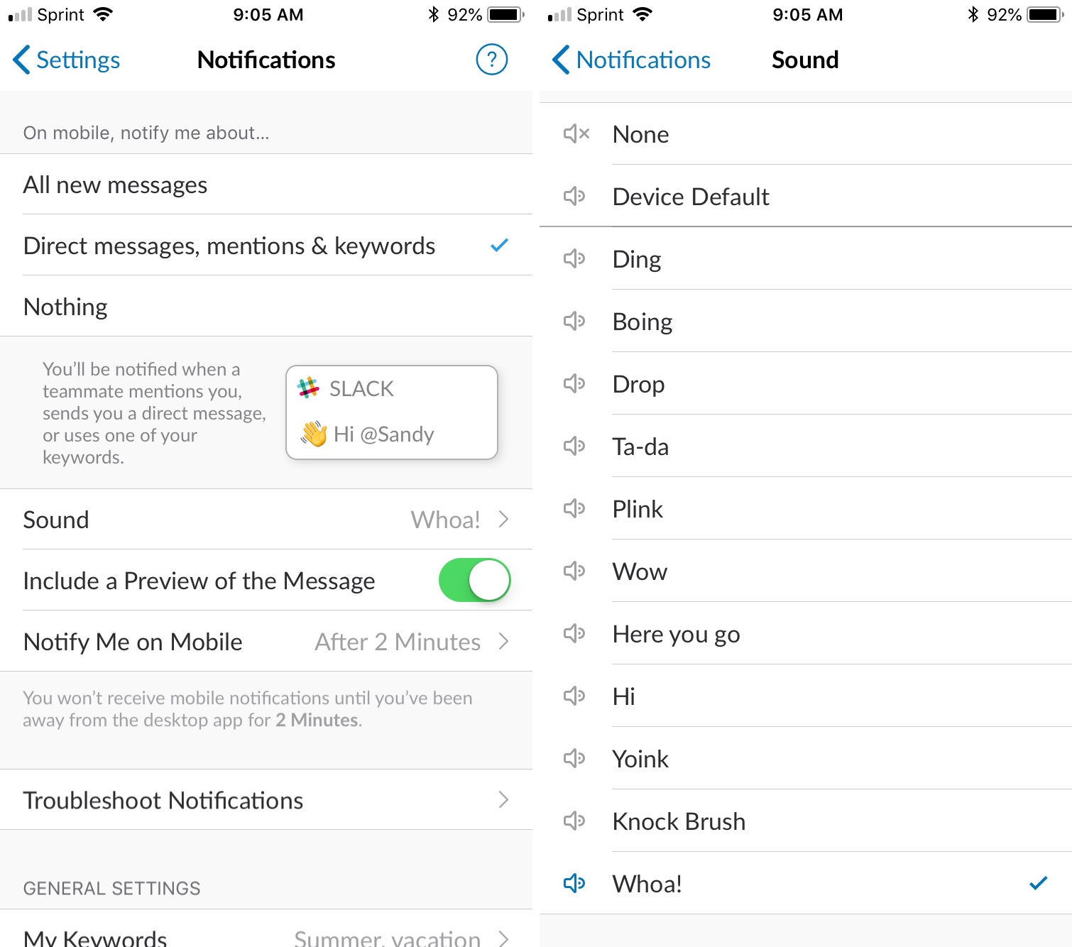 Notifiche Slack Suoni