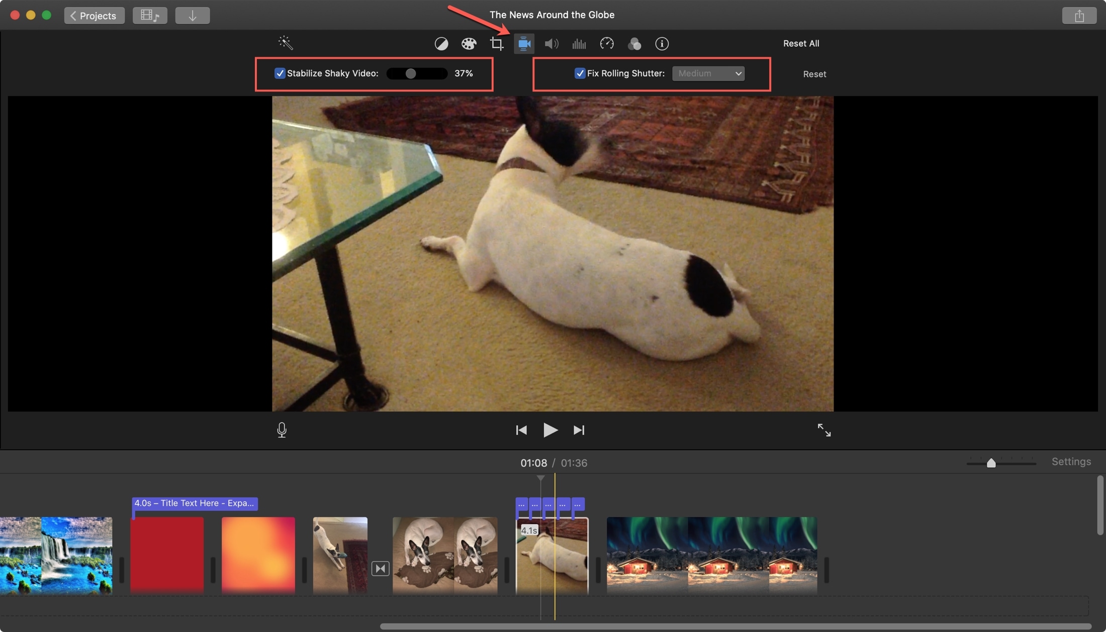Video tremolante e tapparella iMovie Mac