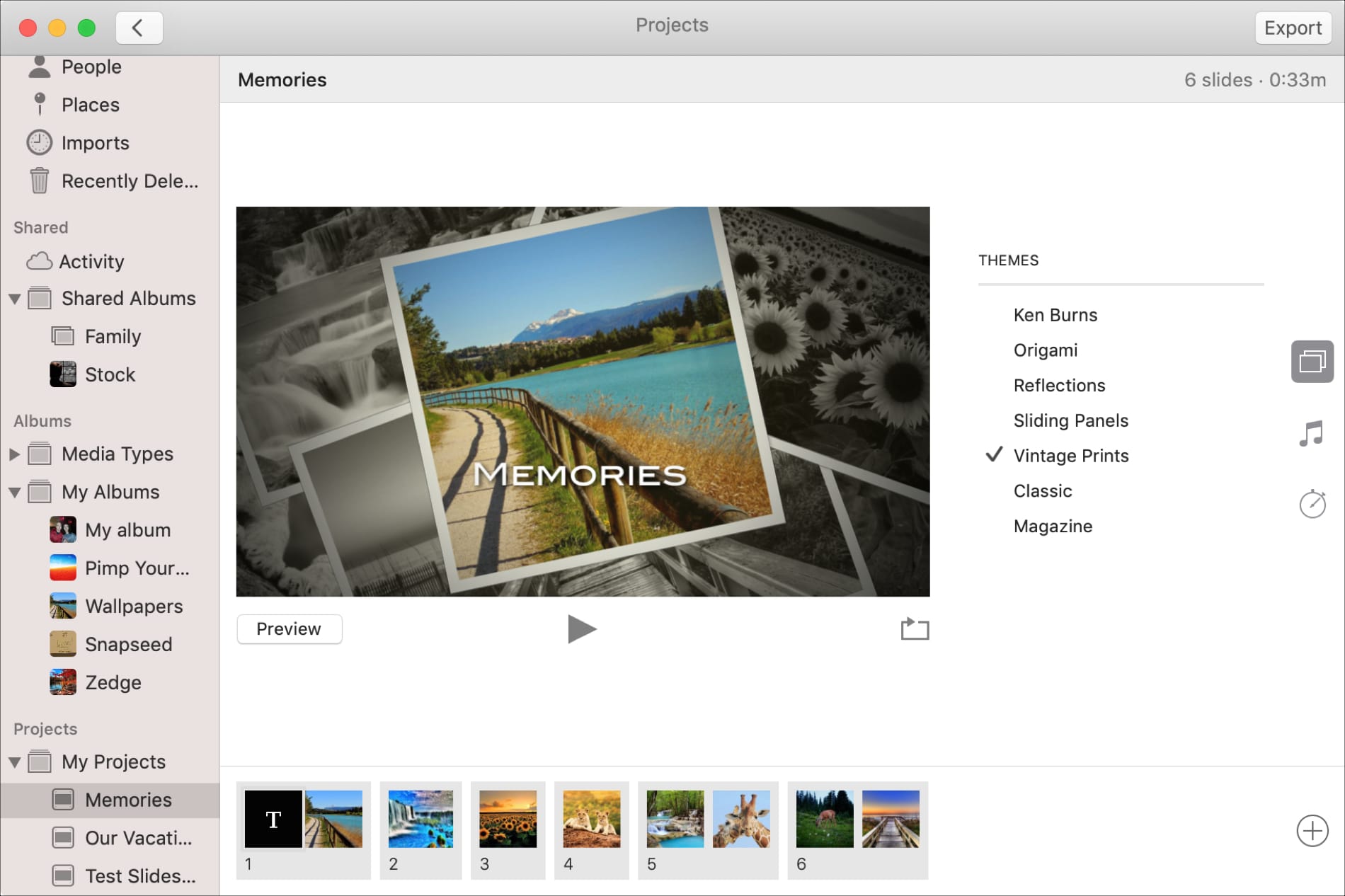 Tema della presentazione in Foto su Mac