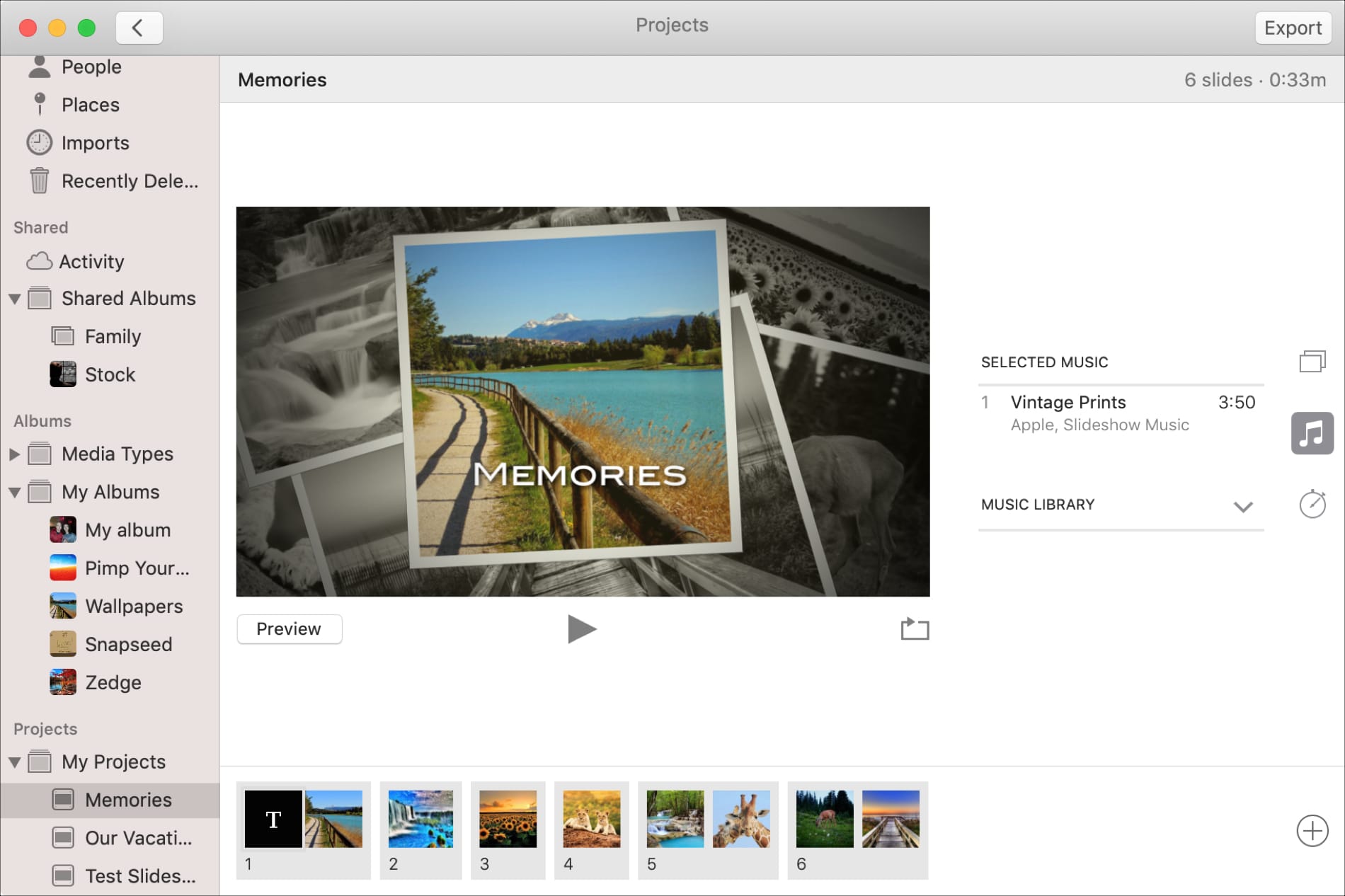 Presentazione di musica in foto su Mac