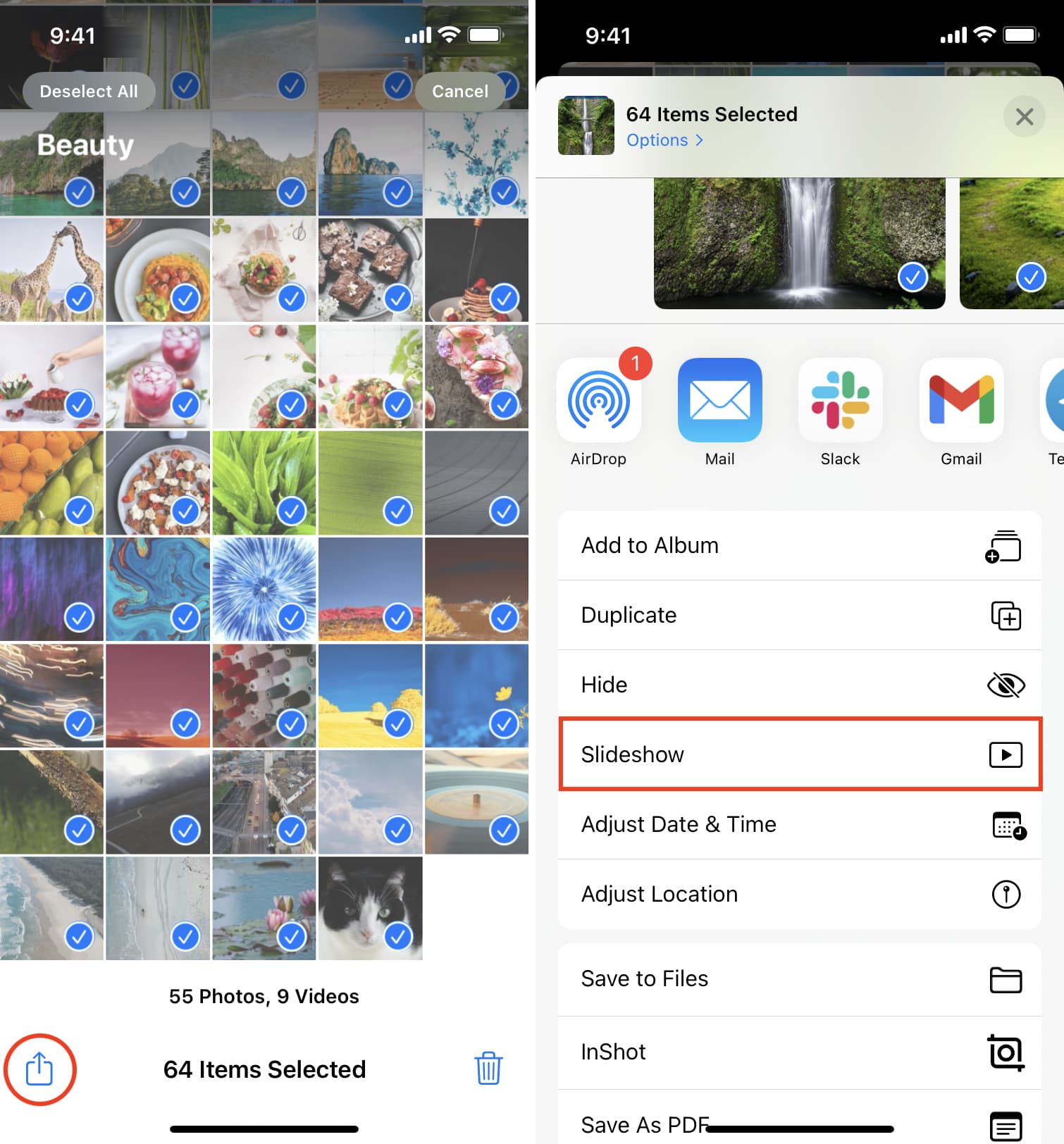 Seleziona i video delle foto e riproducili come presentazione nell'app Foto di iPhone
