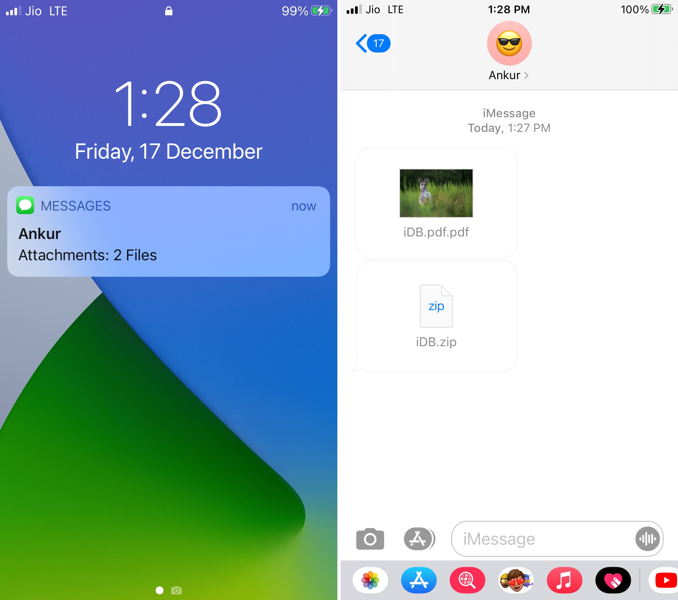 File PDF e ZIP ricevuti su iMessage per iPhone