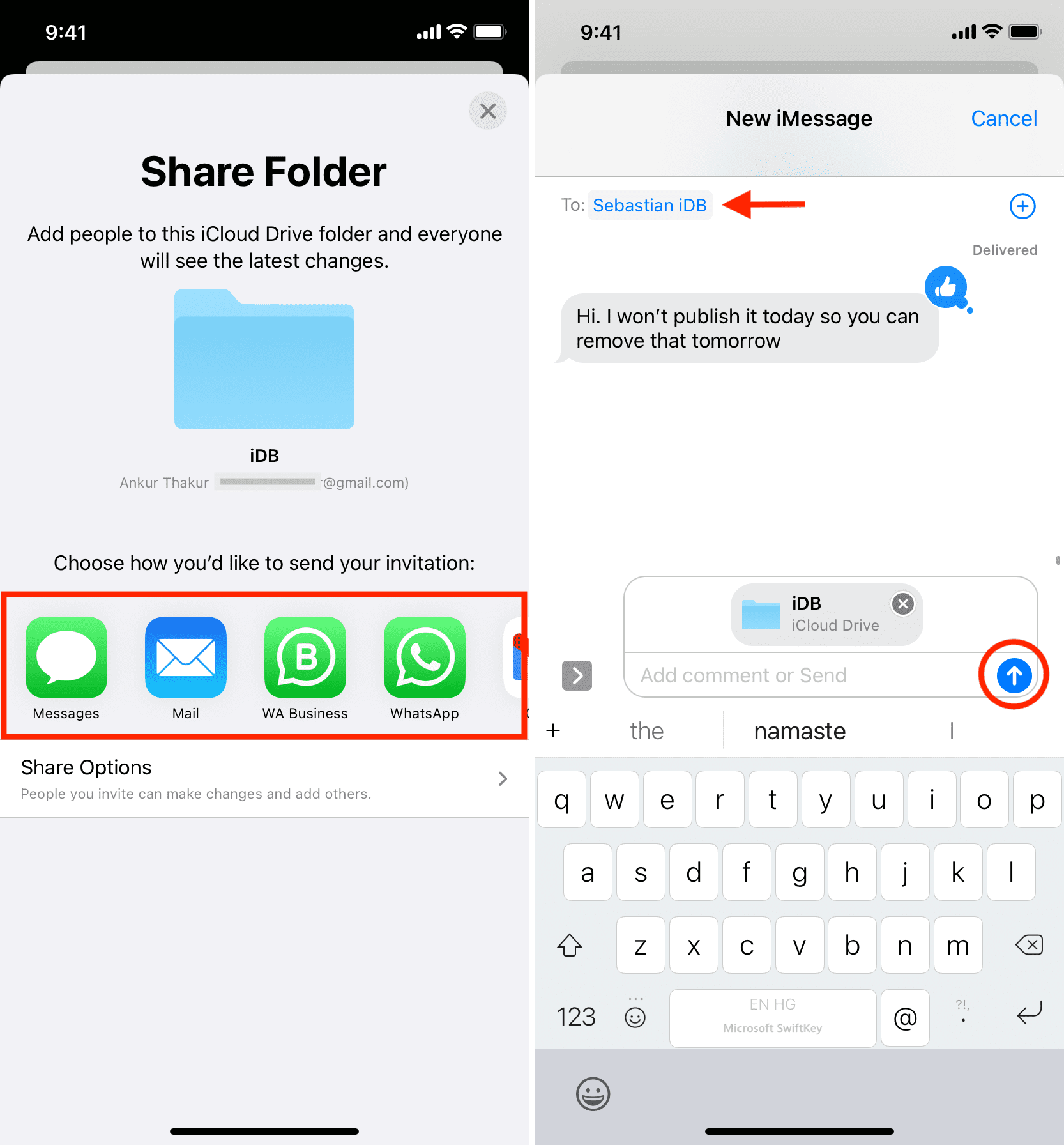 Condividi la cartella iCloud su iPhone