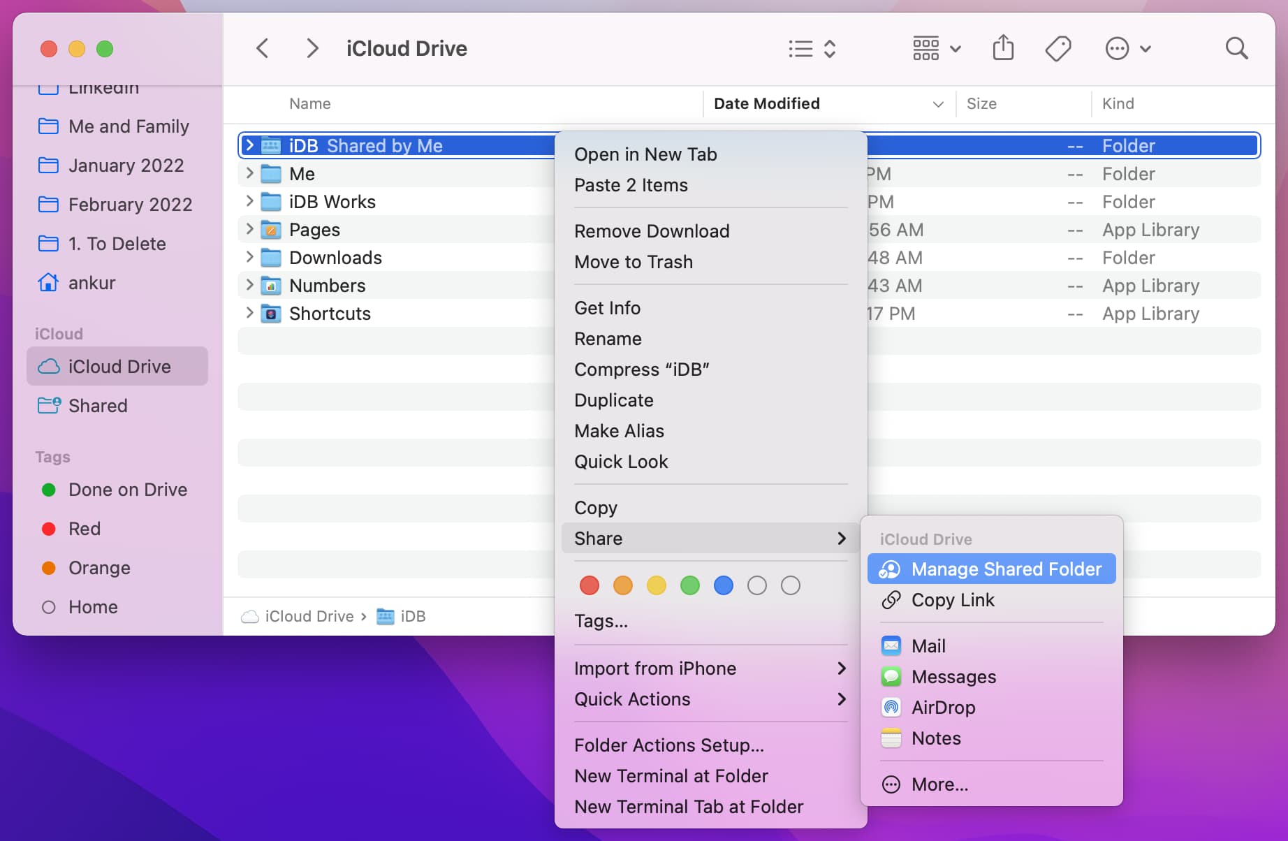 Gestisci la cartella condivisa in iCloud Drive su Mac