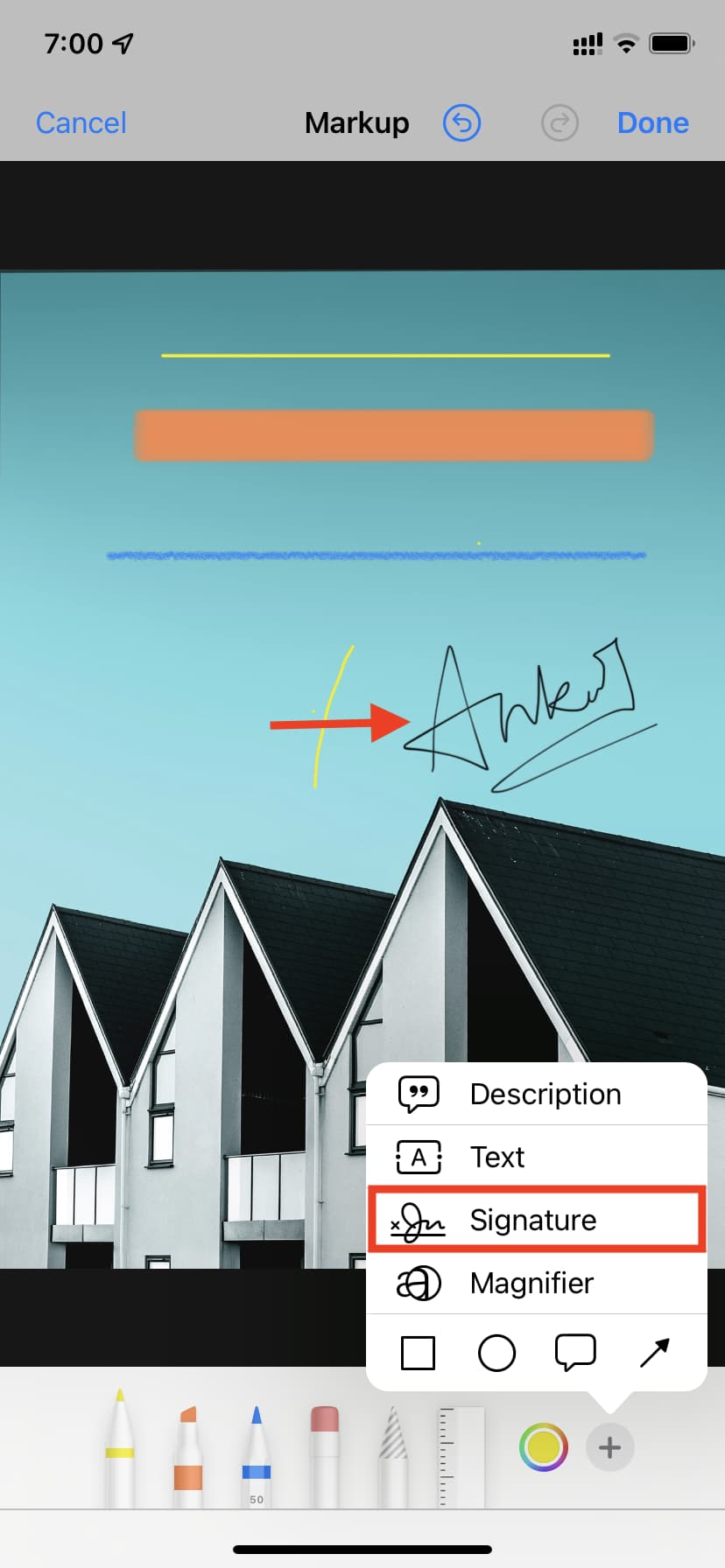 Aggiungi la firma alle foto su iPhone
