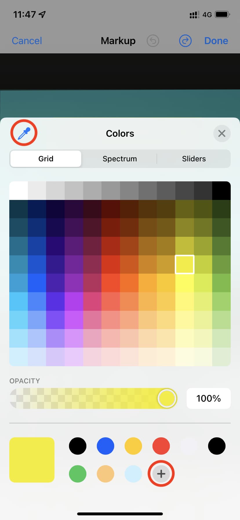 Strumento Color Markup su iPhone