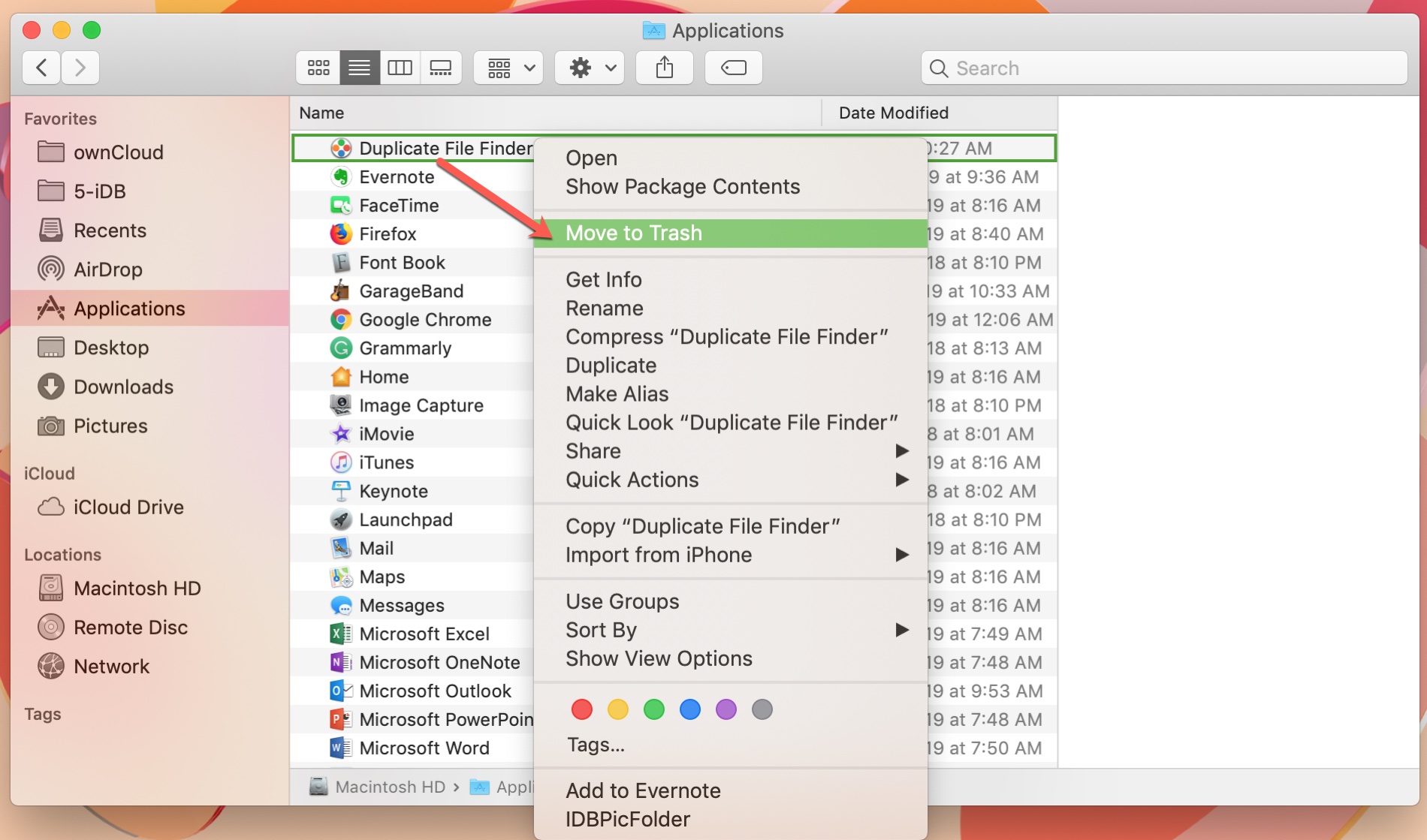 Sposta nel Cestino per disinstallare le app su Mac
