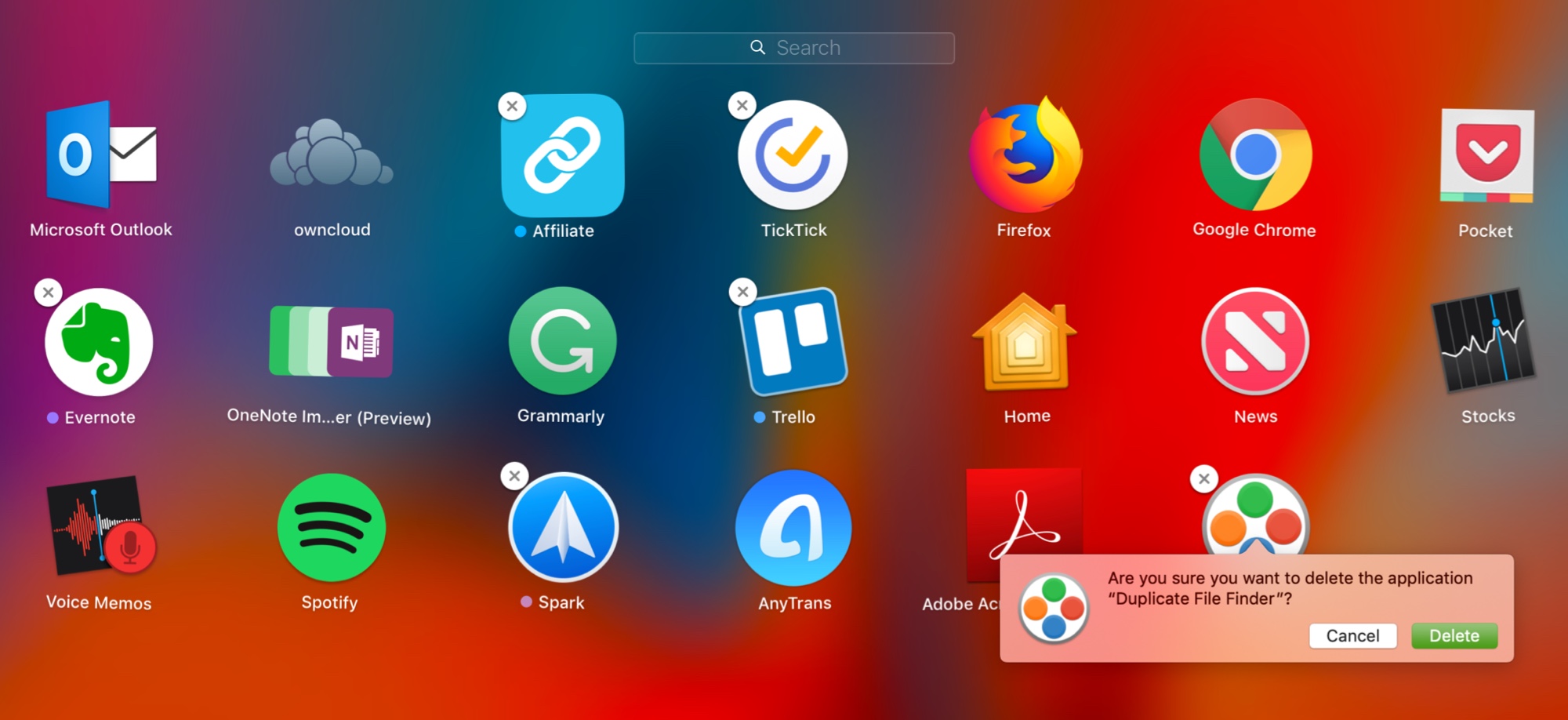 Elimina le app su Mac da Launchpad