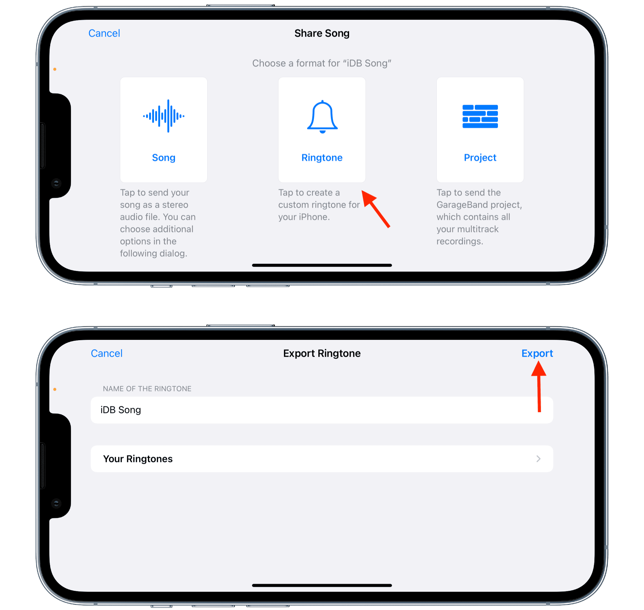 Esporta suoneria da GarageBand
