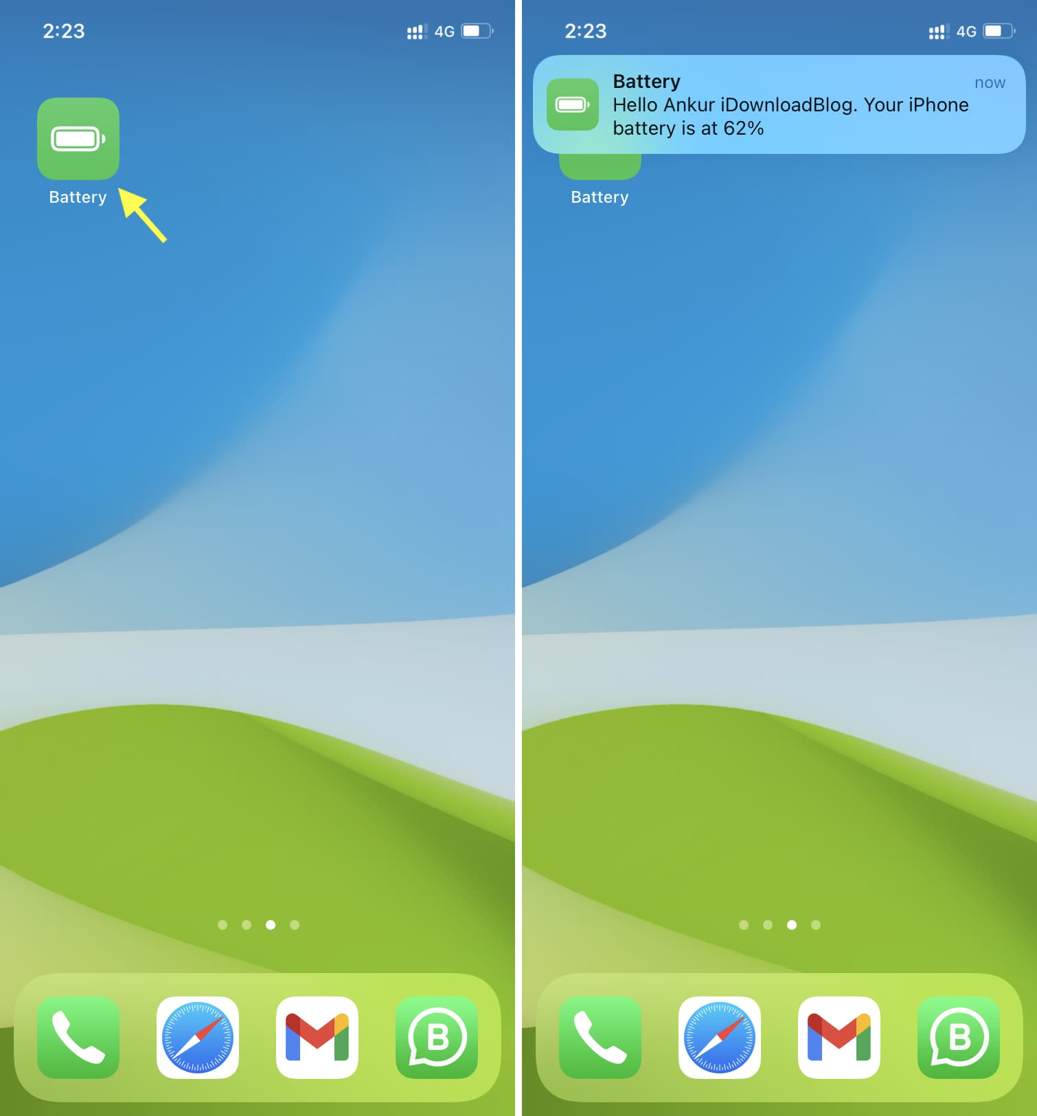 Scorciatoia per iOS della batteria dell'iPhone