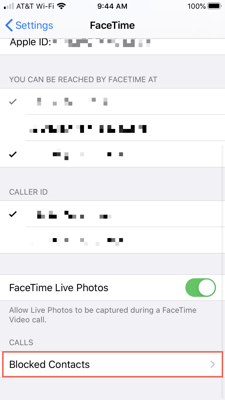 Contatti bloccati FaceTime iPhone