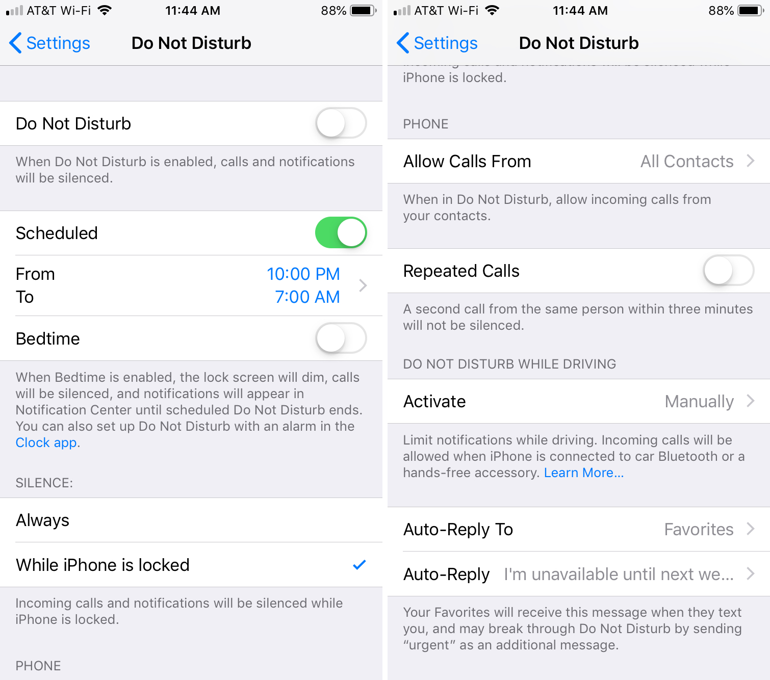 Opzioni Non Disturbare su iPhone