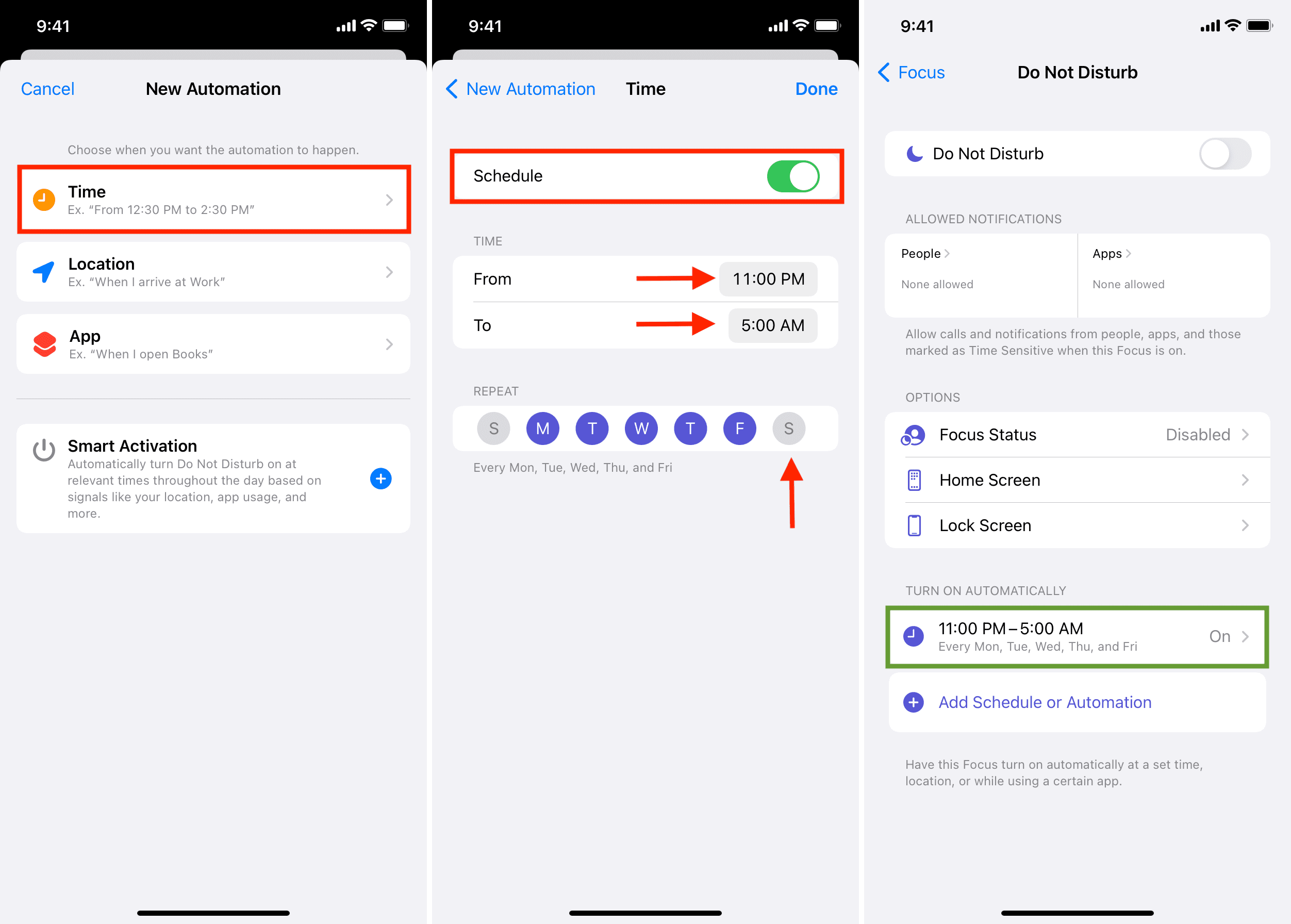 Imposta l'ora e il giorno di Non disturbare su iPhone