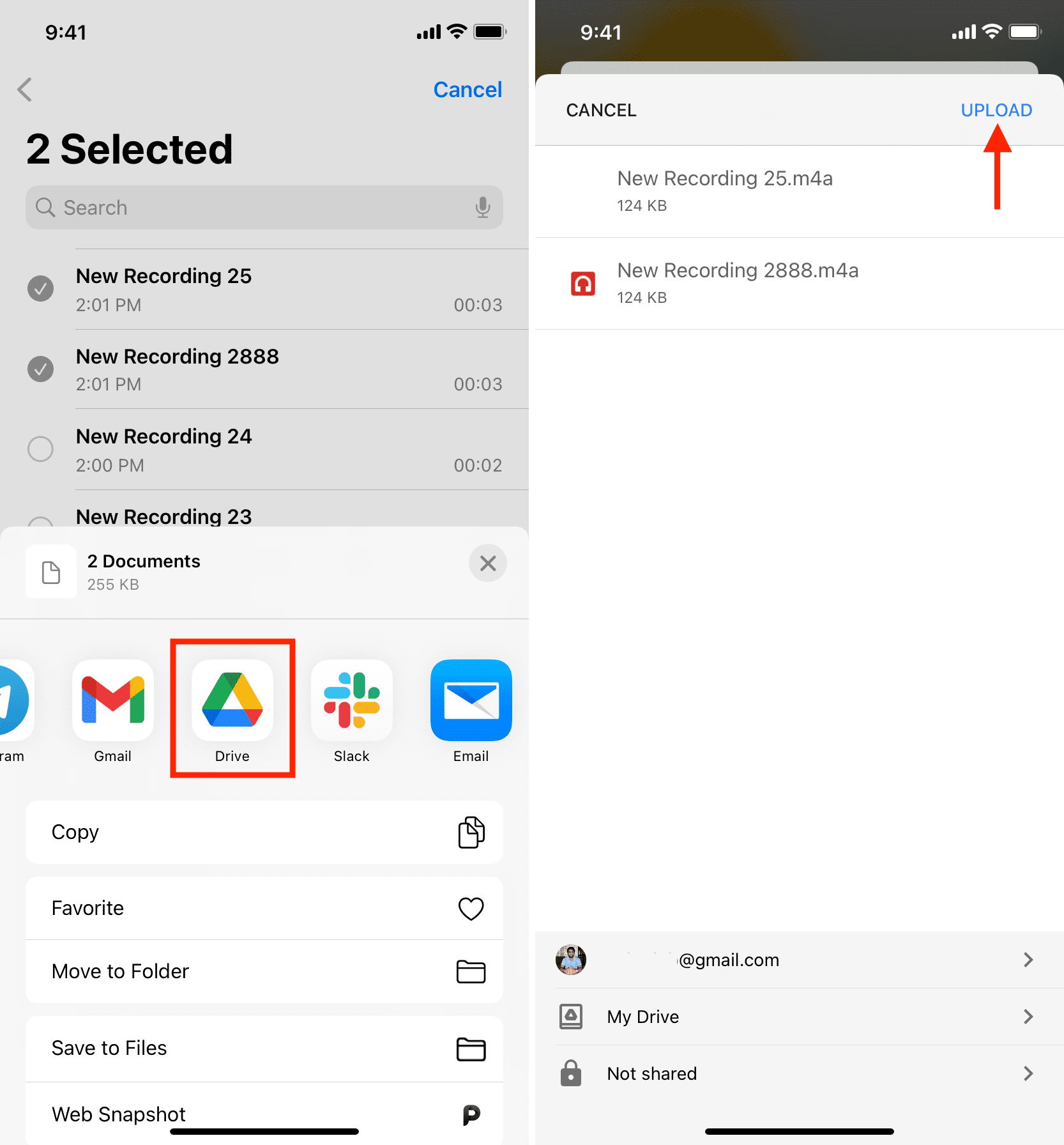 Trasferisci memo vocali da iPhone a Mac utilizzando Google Drive
