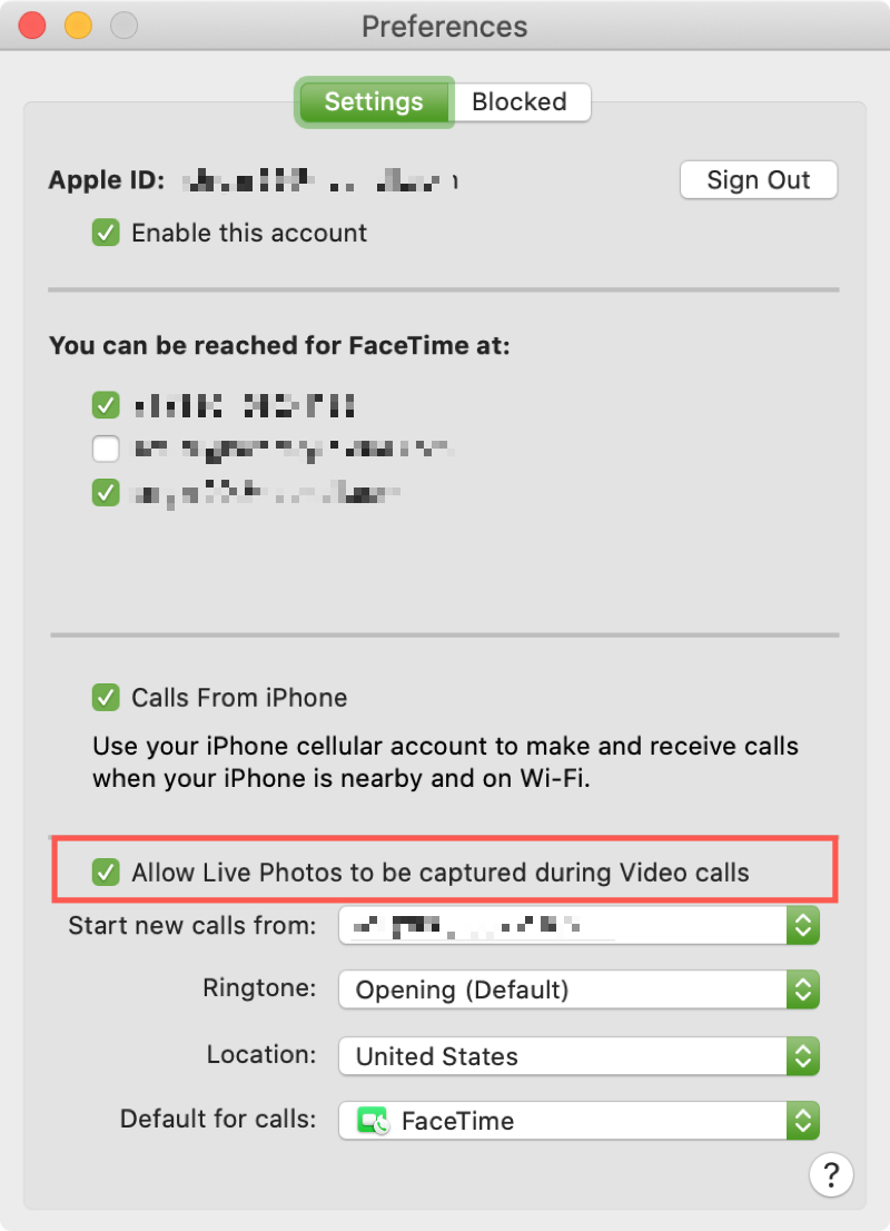 Mac con Live Photo abilitato per FaceTime