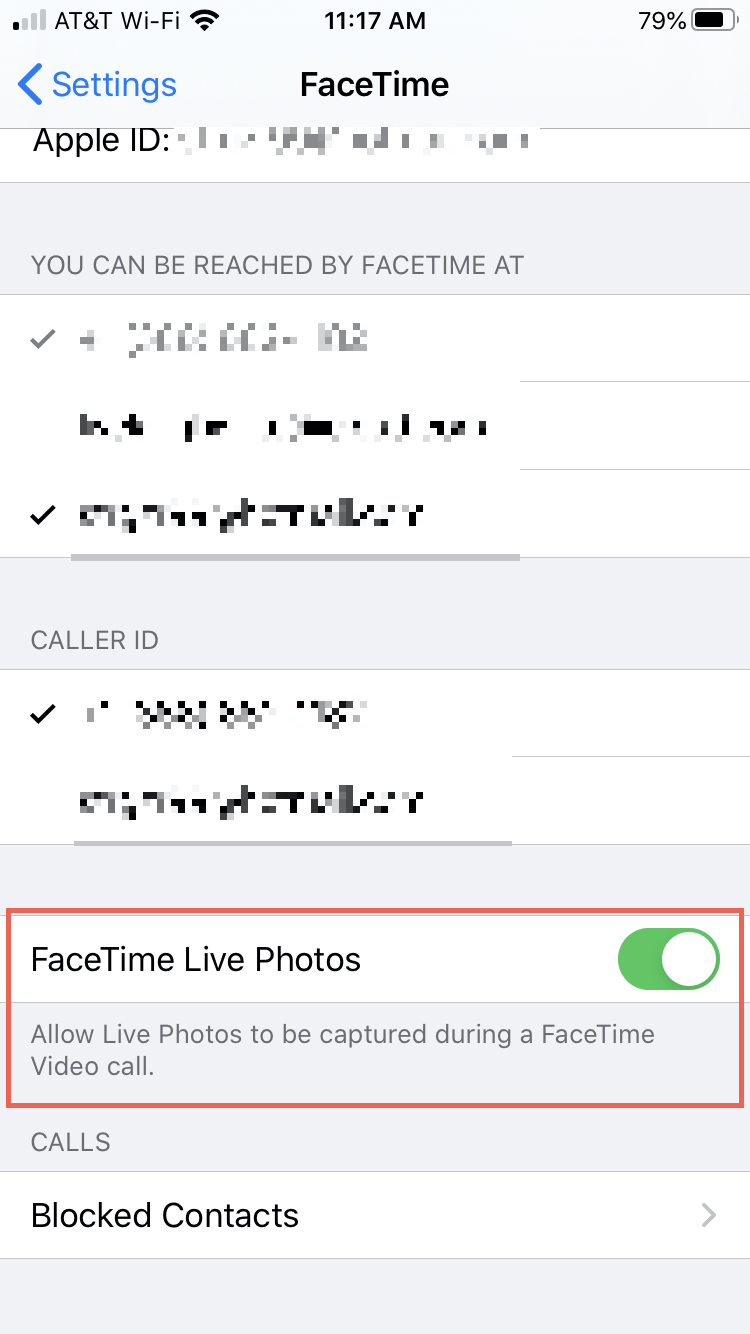 iPhone con Live Photo abilitato per FaceTime